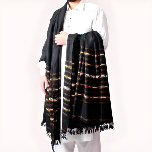 Khan Pure  Black Pashmina Shawl