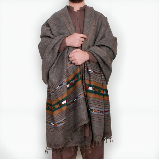 Nawab Bumbal Grey Wool Shawl