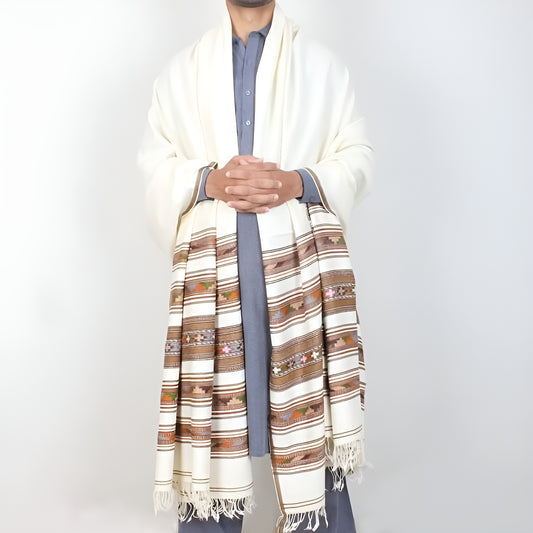 Khan Special Wool Shawl CWhite